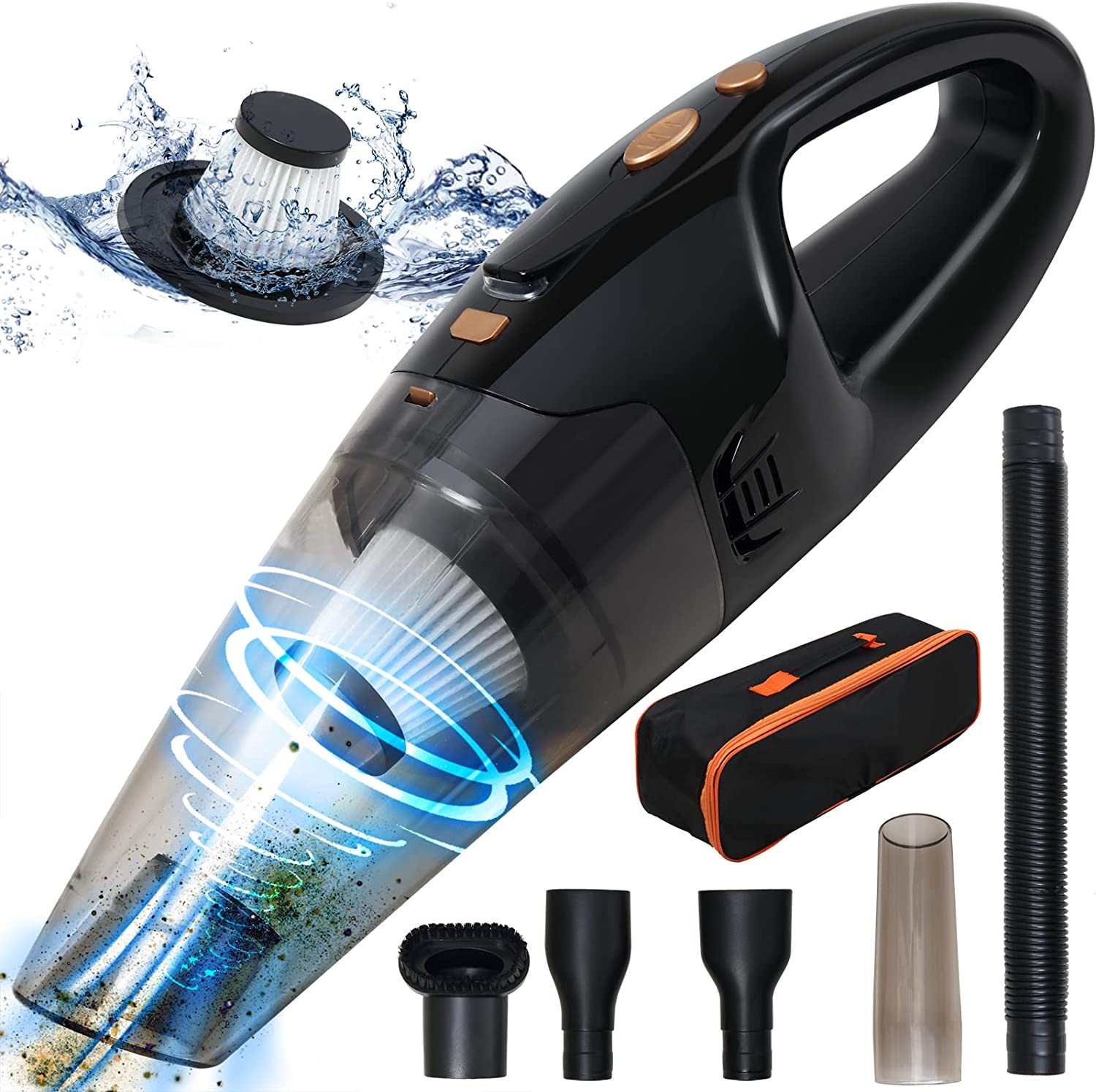 Portable Car Vacuum Cleaner with 8000 Pa Suction, Mini Handheld